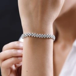 Moissanit Armband, Ca. 19 Cm 925 Silber Platiniert Ca. 7.56 Ct -Schmuck Shoplc 7490181 2