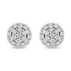 Weiße Diamant Ohrringe, 925 Silber Platiniert, Ca. 0.15 Ct