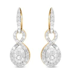 Weißer Diamant Ohrringe 925 Silber Gelbgold Vermeil Ca. 0.50 Ct