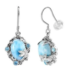 Larimar, Blau Topas Ohrringe 925 Silber Platiniert Ca. 14.68 Ct -Schmuck Shoplc 7504202 3