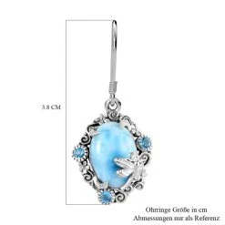 Larimar, Blau Topas Ohrringe 925 Silber Platiniert Ca. 14.68 Ct -Schmuck Shoplc 7504202 4