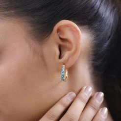 Amerikanische, Natürliche Sleeping Beauty Türkis Ohrringe 925 Silber Gelbgold Vermeil Ca. 0.88 Ct -Schmuck Shoplc 7504252 2