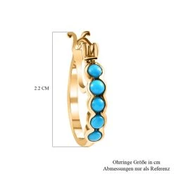 Amerikanische, Natürliche Sleeping Beauty Türkis Ohrringe 925 Silber Gelbgold Vermeil Ca. 0.88 Ct -Schmuck Shoplc 7504252 4