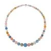 Mehrfarbige Beryll, Smaragd, Aquamarin, Morganit, Heliodor-Halskette, (7-12mm), Ca. 50 Cm 925 Silber Rhodiniert Ca. 347.50 Ct