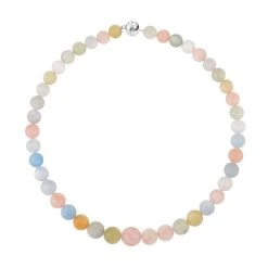 Mehrfarbige Beryll, Smaragd, Aquamarin, Morganit, Heliodor-Halskette (10-14 Mm), Ca. 50 Cm, 925 Silber Rhodiniert Ca. 522.50 Ct