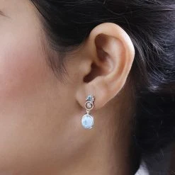 Larimar, Neon Apatit Ohrringe, 925 Silber Platiniert, Ca. 4.49 Ct -Schmuck Shoplc 7504704 2