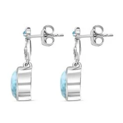 Larimar, Neon Apatit Ohrringe, 925 Silber Platiniert, Ca. 4.49 Ct -Schmuck Shoplc 7504704 4