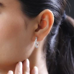 Moissanit Ohrringe, 925 Silber Platiniert Ca. 1.16 Ct 9 Moissanit Ohrringe, 925 Silber Platiniert Ca. 1.16 Ct -Schmuck Shoplc 7504749 2