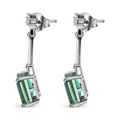 Smaragd-Triplette-Quarz, Weißer Zirkon Ohrringe, 925 Silber Platiniert Ca. 3.70 Ct 10 Smaragd-Triplette-Quarz, Weißer Zirkon Ohrringe, 925 Silber Platiniert Ca. 3.70 Ct -Schmuck Shoplc 7505401 3