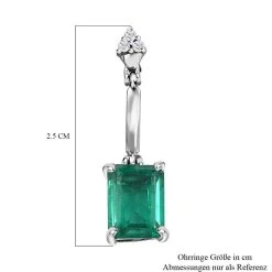 Smaragd-Triplette-Quarz, Weißer Zirkon Ohrringe, 925 Silber Platiniert Ca. 3.70 Ct 11 Smaragd-Triplette-Quarz, Weißer Zirkon Ohrringe, 925 Silber Platiniert Ca. 3.70 Ct -Schmuck Shoplc 7505401 4