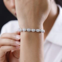 Moissanit Armband, Ca. 19 Cm 925 Silber Platiniert, Ca. 7.85 Ct -Schmuck Shoplc 7505636 2