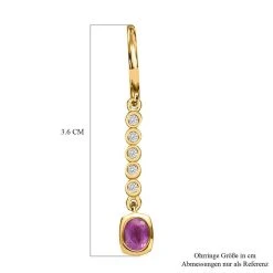 Ilakaka Rosa Saphir (Fissure Gefüllt), Weißer Zirkon Ohrringe, 925 Silber Vergoldet Ca. 1.21 Ct -Schmuck Shoplc 7507575 5