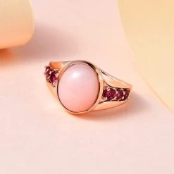 Natürlicher Peruanischer Rosa-Opal, Rhodolith Granat Ring, 925 Silber Rosévergoldet (Größe 19.00) Ca. 4.71 Ct -Schmuck Shoplc 7508074 1