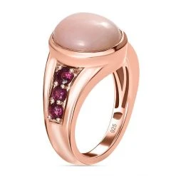 Natürlicher Peruanischer Rosa-Opal, Rhodolith Granat Ring, 925 Silber Rosévergoldet (Größe 19.00) Ca. 4.71 Ct -Schmuck Shoplc 7508074 4