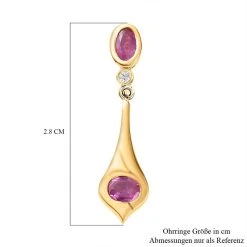 Ilakaka Rosa Saphir (Fissure Gefüllt) Ohrringe 925 Silber Vergoldet Ca. 1.71 Ct -Schmuck Shoplc 7508143 5
