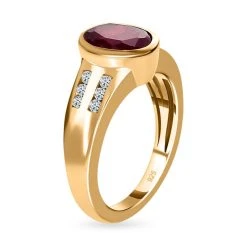 Afrikanischer Rubin (Fissure Gefüllt), Weißer Zirkon Ring, 925 Silber Vergoldet (Größe 17.00) Ca. 2.99 Ct -Schmuck Shoplc 7510664 4