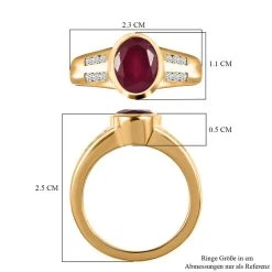 Afrikanischer Rubin (Fissure Gefüllt), Weißer Zirkon Ring, 925 Silber Vergoldet (Größe 17.00) Ca. 2.99 Ct -Schmuck Shoplc 7510664 6