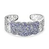 Tansanit Armreif, Ca. 19 Cm 925 Silber Platiniert, Ca. 10.12 Ct