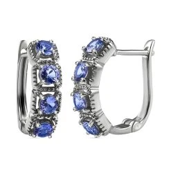 Tansanit Ohrringe, 925 Silber Platiniert, Ca. 1.39 Ct