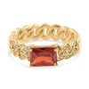 Roter Zirkonia, Weißer Zirkonia Ring, Reines Messing (Größe 16.00) Ca. 0.30 Ct -Schmuck Shoplc 7510834