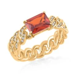Roter Zirkonia, Weißer Zirkonia Ring, Reines Messing (Größe 16.00) Ca. 0.30 Ct -Schmuck Shoplc 7510834 3