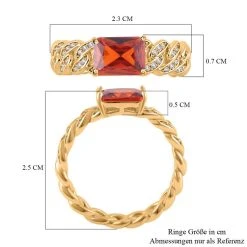Roter Zirkonia, Weißer Zirkonia Ring, Reines Messing (Größe 16.00) Ca. 0.30 Ct -Schmuck Shoplc 7510834 6