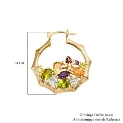 GP Kollektion - Italienische Garden Collection, Natürliche Mehrfach-Peridot Ohrringe 925 Silber Gelbgold Vermeil Ca. 9.87 Ct -Schmuck Shoplc 7510932 4