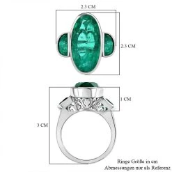 Smaragd-Triplette-Quarz Ring, 925 Silber Platiniert (Größe 19.00) Ca. 11.61 Ct -Schmuck Shoplc 7511194 6