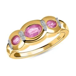 Ilakaka Rosa Saphir (Fissure Gefüllt) Ring, 925 Silber Vergoldet, (Größe 17.00), Ca. 1.31 Ct -Schmuck Shoplc 7511203 3
