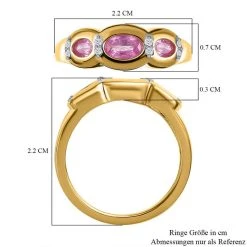 Ilakaka Rosa Saphir (Fissure Gefüllt) Ring, 925 Silber Vergoldet, (Größe 17.00), Ca. 1.31 Ct -Schmuck Shoplc 7511203 6