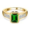 Natürlicher Chromdiopsid, Weißer Zirkon Ring, 925 Silber Vergoldet (Größe 21.00) Ca. 2.52 Ct -Schmuck Shoplc 7511676