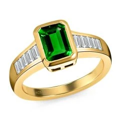 Natürlicher Chromdiopsid, Weißer Zirkon Ring, 925 Silber Vergoldet (Größe 21.00) Ca. 2.52 Ct -Schmuck Shoplc 7511676 3