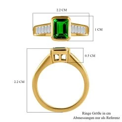 Natürlicher Chromdiopsid, Weißer Zirkon Ring, 925 Silber Vergoldet (Größe 21.00) Ca. 2.52 Ct -Schmuck Shoplc 7511676 6