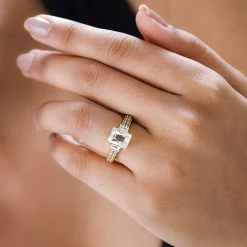 Triphan Weißer Zirkon Ring, 925 Silber Gelbgold Vermeil (Größe 17.00) Ca. 3.51 Ct -Schmuck Shoplc 7512422 2