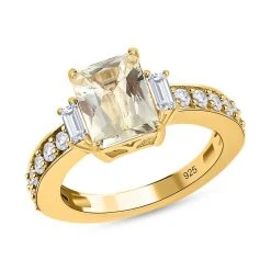 Triphan Weißer Zirkon Ring, 925 Silber Gelbgold Vermeil (Größe 17.00) Ca. 3.51 Ct -Schmuck Shoplc 7512422 3
