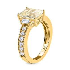 Triphan Weißer Zirkon Ring, 925 Silber Gelbgold Vermeil (Größe 17.00) Ca. 3.51 Ct -Schmuck Shoplc 7512422 4