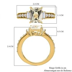 Triphan Weißer Zirkon Ring, 925 Silber Gelbgold Vermeil (Größe 17.00) Ca. 3.51 Ct -Schmuck Shoplc 7512422 6