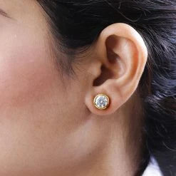 Moissanit Ohrringe, 925 Silber Gelbgold Vermeil Ca. 3.55 Ct -Schmuck Shoplc 7512578 2