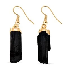 Schwarzer Turmalin Ohrringe, Goldfarben Ca. 25.00 Ct