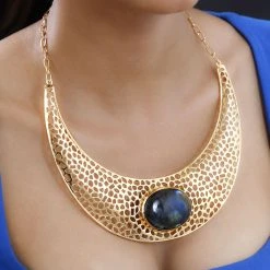 Labradorit Halskette, Ca. 45 Cm, Vergoldet, Ca. 74.37 Ct -Schmuck Shoplc 7515344 1