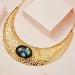 Labradorit Halskette, Ca. 45 Cm, Vergoldet, Ca. 74.37 Ct -Schmuck Shoplc 7515344 2