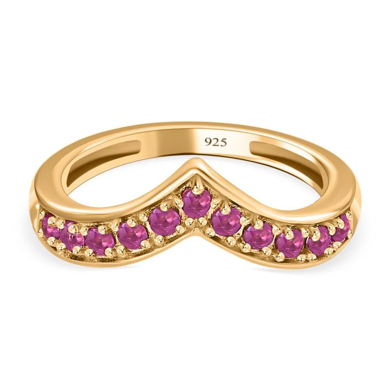 AA Afrikanischer Rubin (Fissure Gefüllt) Ring, 925 Silber Gelbgold Vermeil (Größe 21.00) Ca. 0.66 Ct 3 AA Afrikanischer Rubin (Fissure Gefüllt) Ring, 925 Silber Gelbgold Vermeil (Größe 21.00) Ca. 0.66 Ct