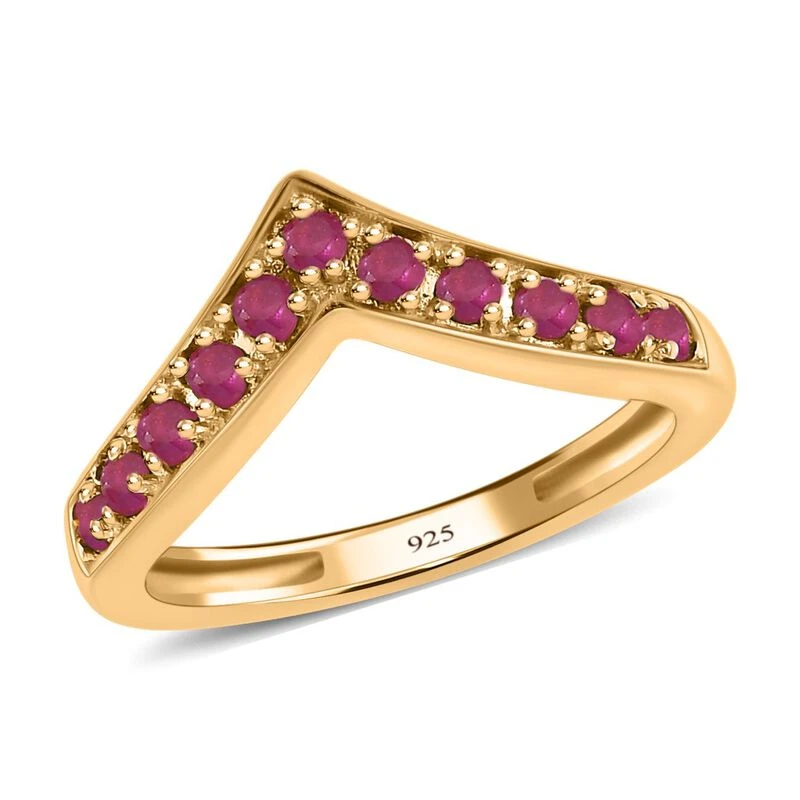 AA Afrikanischer Rubin (Fissure Gefüllt) Ring, 925 Silber Gelbgold Vermeil (Größe 21.00) Ca. 0.66 Ct 6 AA Afrikanischer Rubin (Fissure Gefüllt) Ring, 925 Silber Gelbgold Vermeil (Größe 21.00) Ca. 0.66 Ct – Bild 4