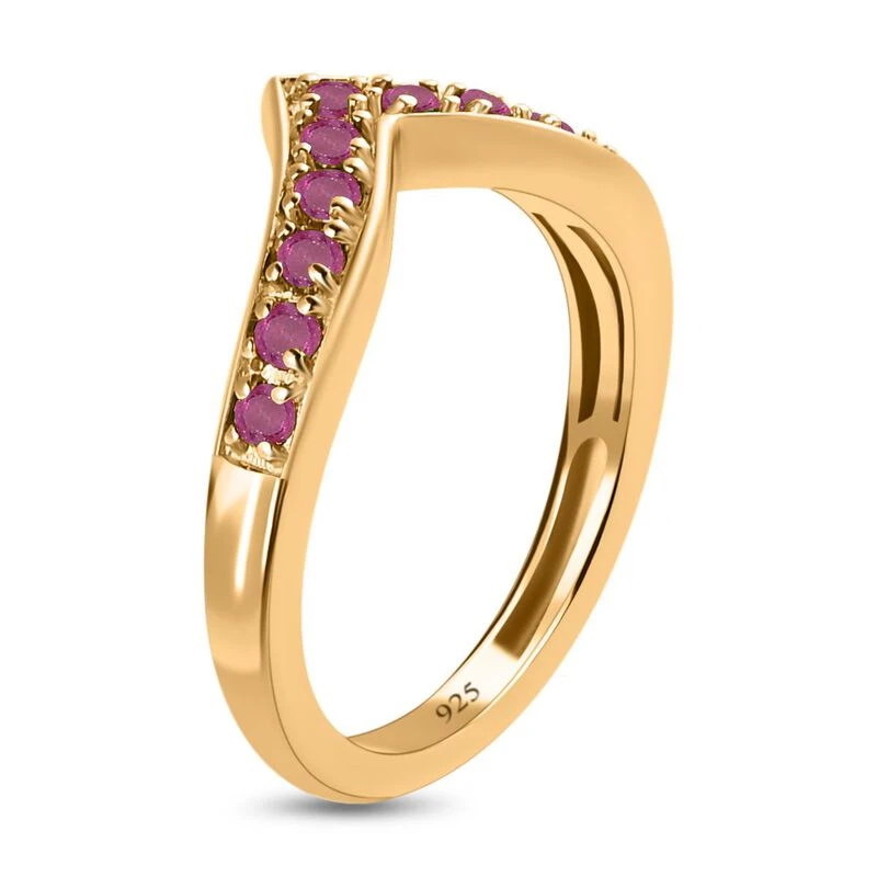 AA Afrikanischer Rubin (Fissure Gefüllt) Ring, 925 Silber Gelbgold Vermeil (Größe 21.00) Ca. 0.66 Ct 7 AA Afrikanischer Rubin (Fissure Gefüllt) Ring, 925 Silber Gelbgold Vermeil (Größe 21.00) Ca. 0.66 Ct – Bild 5