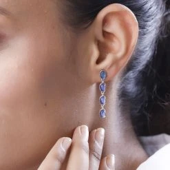 Aurora Mondstein Ohrringe 925 Silber Platiniert Ca. 4.22 Ct -Schmuck Shoplc 7516604 2