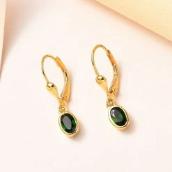Natürlicher Chromdiopsid Ohrringe, 925 Silber Vergoldet, Ca. 1.00 Ct 8 Natürlicher Chromdiopsid Ohrringe, 925 Silber Vergoldet, Ca. 1.00 Ct -Schmuck Shoplc 7516680 1
