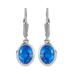 Karibik Quarz Ohrringe, 925 Silber Platiniert, Ca. 4.09 Ct