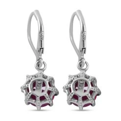 Afrikanischer Rubin (Fissure Gefüllt) Ohrringe, 925 Silber Platiniert, Ca. 5.00 Ct -Schmuck Shoplc 7516901 3