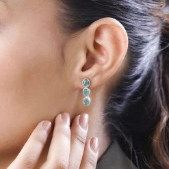 Kagem Sambischer Smaragd Ohrringe, 925 Silber Platiniert Ca. 0.82 Ct -Schmuck Shoplc 7517577 2