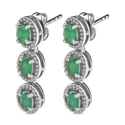 Kagem Sambischer Smaragd Ohrringe, 925 Silber Platiniert Ca. 0.82 Ct -Schmuck Shoplc 7517577 4